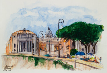 Malerei mit dem Titel "Rome. Italy. View o…" von Viktoriia Gaman, Original-Kunstwerk, Aquarell