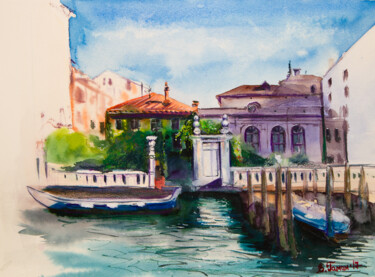 Painting titled "Venice. Mansion wit…" by Viktoriia Gaman, Original Artwork, Watercolor