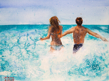 Картина под названием "Beautiful summer da…" - Виктория Гаман, Подлинное произведение искусства, Акварель