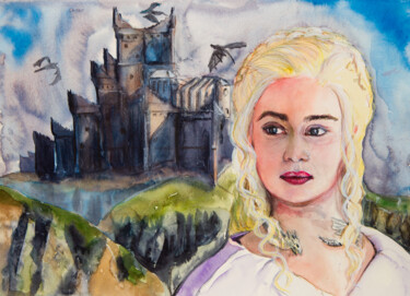 Pittura intitolato "Daenerys Targaryen…" da Viktoriia Gaman, Opera d'arte originale, Acquarello