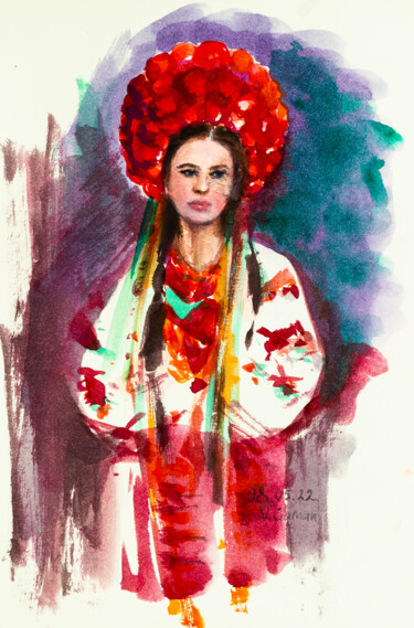 Painting titled "Beautiful Ukrainian…" by Viktoriia Gaman, Original Artwork, Watercolor