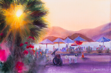 제목이 "Calis beach at suns…"인 미술작품 Виктория Гаман로, 원작, 수채화