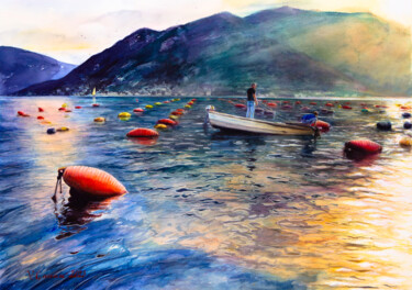 Peinture intitulée "Montenegro. Bay of…" par Viktoriia Gaman, Œuvre d'art originale, Aquarelle