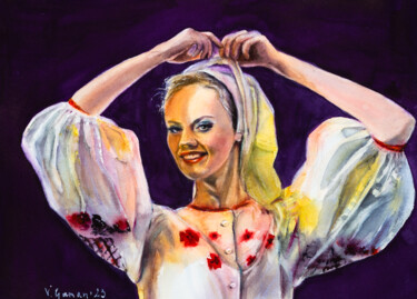 Painting titled "Portrait of a danci…" by Viktoriia Gaman, Original Artwork, Watercolor