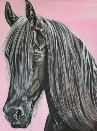 Drawing titled "Equestrian Horse" by Viktoriya Nasyrova, Original Artwork, Pastel