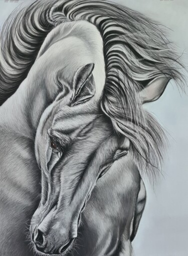Desenho intitulada "Grey beauty" por Viktoriya Nasyrova, Obras de arte originais, Pastel