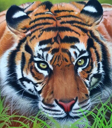 Desenho intitulada "Tiger" por Viktoriya Nasyrova, Obras de arte originais, Pastel