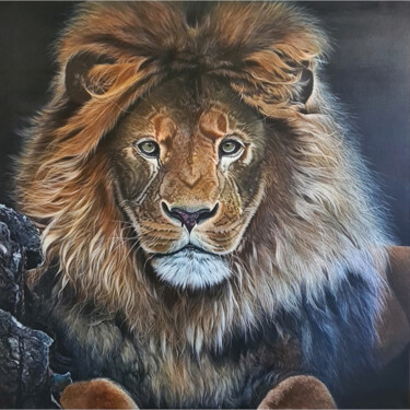Malerei mit dem Titel "King Lion" von Viktoriya Nasyrova, Original-Kunstwerk, Acryl
