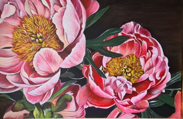 Painting titled "Tender Peony" by Viktoriya Nasyrova, Original Artwork, Acrylic