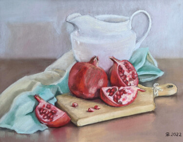 Malarstwo zatytułowany „Pomegranates” autorstwa Viktoriya Yakubouskaya, Oryginalna praca, Pastel