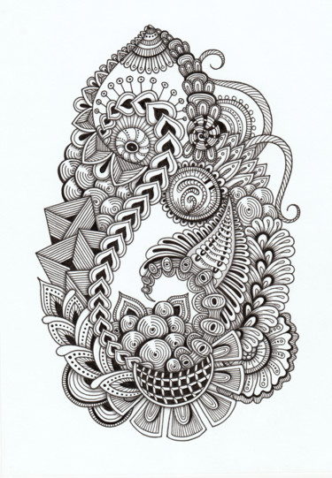 Drawing titled "Seabed" by Viktoriya Crichton, Original Artwork, Gel pen