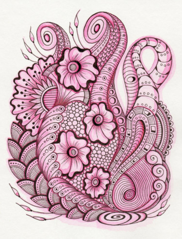 Desenho intitulada "Flower look" por Viktoriya Crichton, Obras de arte originais, Aquarela