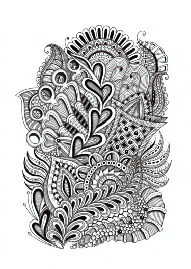 Dessin intitulée "Five Keys." par Viktoriya Crichton, Œuvre d'art originale, Stylo gel