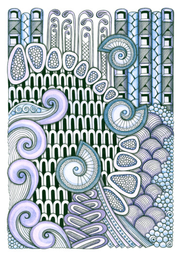 Tekening getiteld "Three seashells" door Viktoriya Crichton, Origineel Kunstwerk, Aquarel
