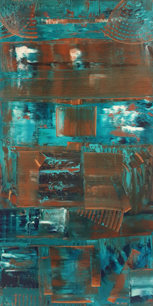 Painting titled "Oxidation of copper" by Viktoriya Gorokhova, Original Artwork, Oil