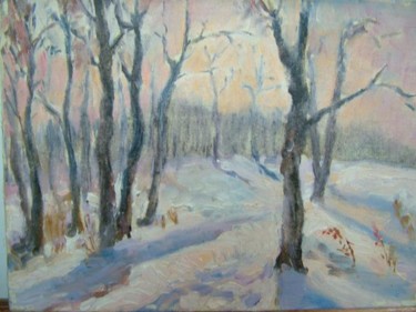 Картина под названием "winter landscape" - Viktoria Korotaeva, Подлинное произведение искусства, Масло
