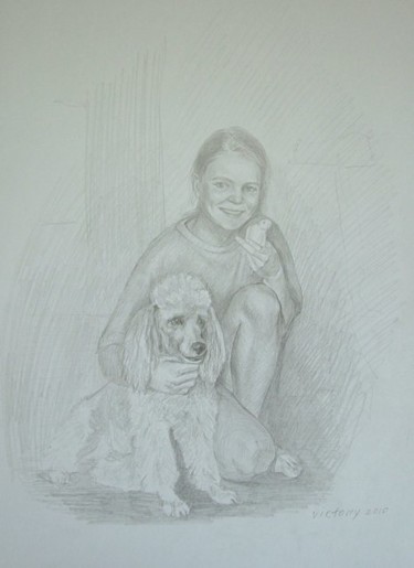 Рисунок под названием "older daughter with…" - Viktoria Korotaeva, Подлинное произведение искусства, Другой