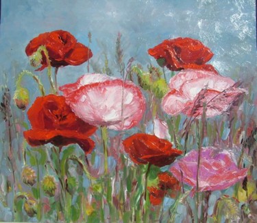 Картина под названием "Poppys" - Viktoria Korotaeva, Подлинное произведение искусства, Масло