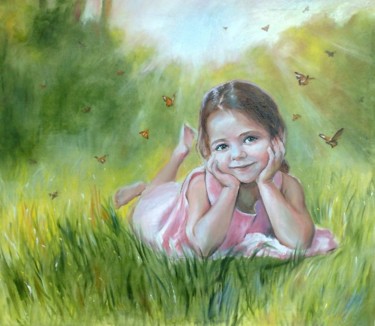 Painting titled "Бабочки" by Viktoria Korotaeva, Original Artwork, Oil