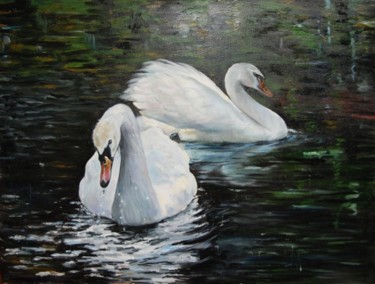 Картина под названием "Лебеди" - Viktoria Korotaeva, Подлинное произведение искусства, Другой