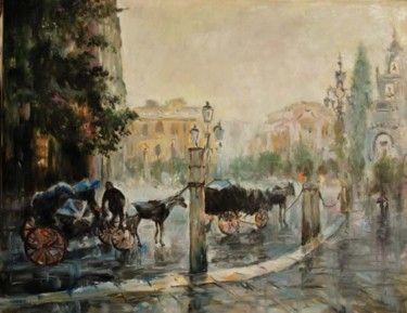 Картина под названием "Зальцбург. Дождливы…" - Viktoria Korotaeva, Подлинное произведение искусства, Масло