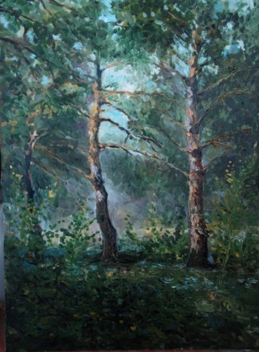 Картина под названием "Сосновый лес" - Viktoria Korotaeva, Подлинное произведение искусства, Другой