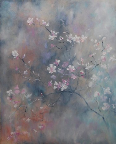 Картина под названием "Багульник цветёт" - Viktoria Korotaeva, Подлинное произведение искусства, Масло
