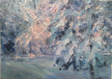 Картина под названием "Заснеженный лес" - Viktoria Korotaeva, Подлинное произведение искусства, Масло