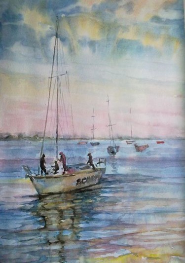 Painting titled "Море" by Viktoria Korotaeva, Original Artwork, Oil