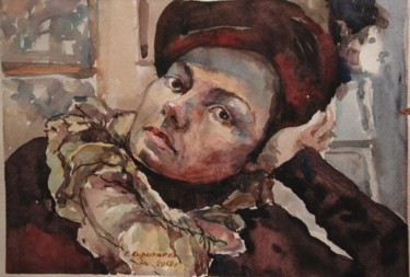 Картина под названием "Художница" - Viktoria Korotaeva, Подлинное произведение искусства, Масло
