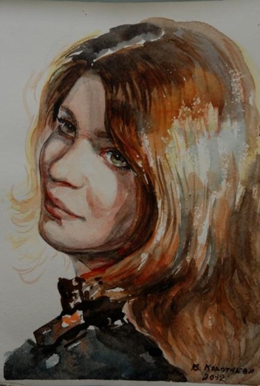 Картина под названием "Портрет дочери" - Viktoria Korotaeva, Подлинное произведение искусства, Масло