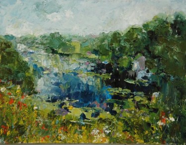 Картина под названием "На реке" - Viktoria Korotaeva, Подлинное произведение искусства, Масло