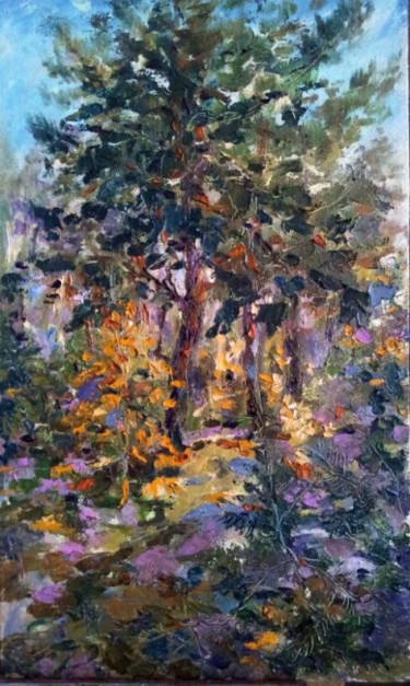 Картина под названием "Осень в лесу" - Viktoria Korotaeva, Подлинное произведение искусства, Масло