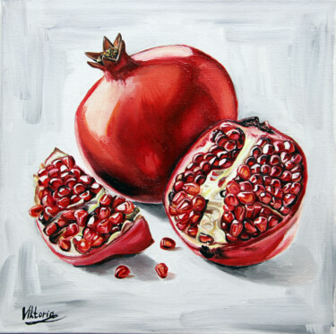 Malerei mit dem Titel "Pomegranates" von Viktoryia Lautsevich, Original-Kunstwerk, Öl