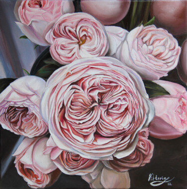 Painting titled "Rose bouquet" by Viktoryia Lautsevich, Original Artwork, Oil