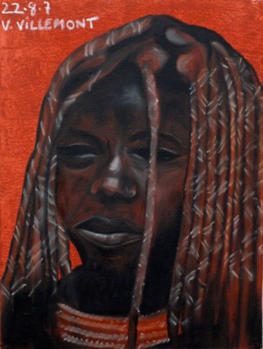 Peinture intitulée "Jeune homme Himbas" par Virginie Villemont, Œuvre d'art originale