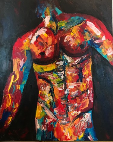 Painting titled "masculinité" by Isabelle Villena, Original Artwork, Acrylic
