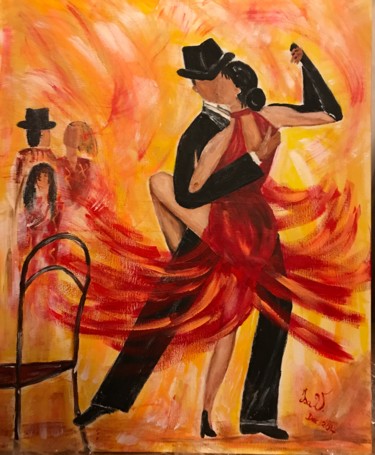 Painting titled "Tango" by Isabelle Villena, Original Artwork, Acrylic