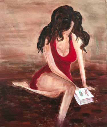 Painting titled "Lecture" by Isabelle Villena, Original Artwork, Acrylic