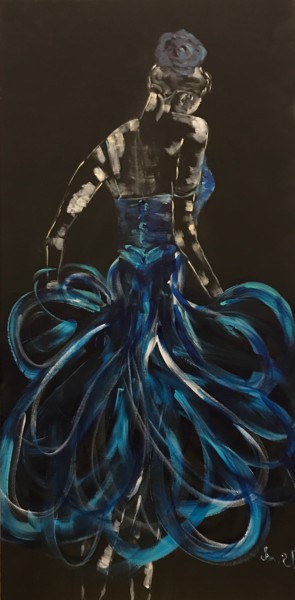 Painting titled "danseuse bleue" by Isabelle Villena, Original Artwork, Acrylic