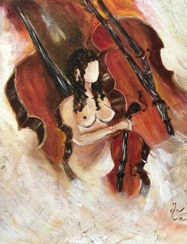 Pintura intitulada "Violoniste" por Isabelle Villena, Obras de arte originais, Acrílico