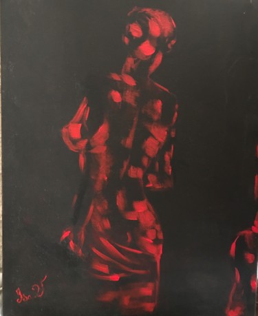 Pittura intitolato "La nymphe rouge" da Isabelle Villena, Opera d'arte originale, Acrilico Montato su Telaio per barella in…