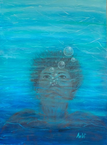 Painting titled "Immersion" by Anvi, Original Artwork, Acrylic Mounted on Wood Stretcher frame