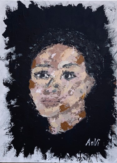 Painting titled "Regards" by Anvi, Original Artwork, Acrylic Mounted on Wood Stretcher frame