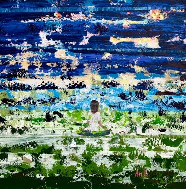 Картина под названием "Namasté" - Anvi, Подлинное произведение искусства, Акрил Установлен на Деревянная рама для носилок
