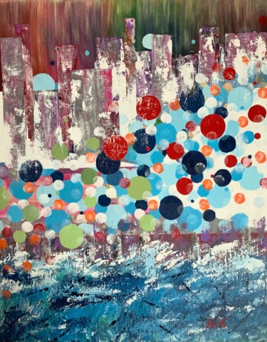 Painting titled "Effervescence" by Anvi, Original Artwork, Acrylic Mounted on Wood Stretcher frame