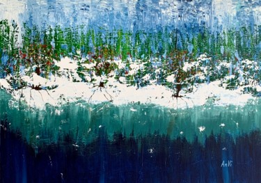Painting titled "Fjords" by Anvi, Original Artwork, Acrylic Mounted on Wood Stretcher frame