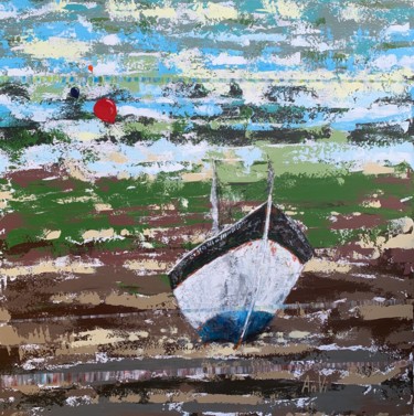 Pintura titulada "Marée basse à Pont-…" por Anvi, Obra de arte original, Acrílico Montado en Bastidor de camilla de madera