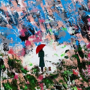제목이 "Singing in the rain"인 미술작품 Anvi로, 원작, 아크릴 나무 들것 프레임에 장착됨