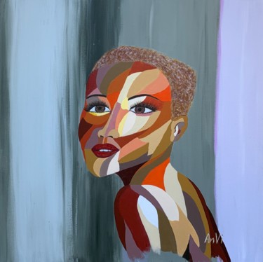 Malarstwo zatytułowany „Solaire” autorstwa Anvi, Oryginalna praca, Akryl Zamontowany na Drewniana rama noszy